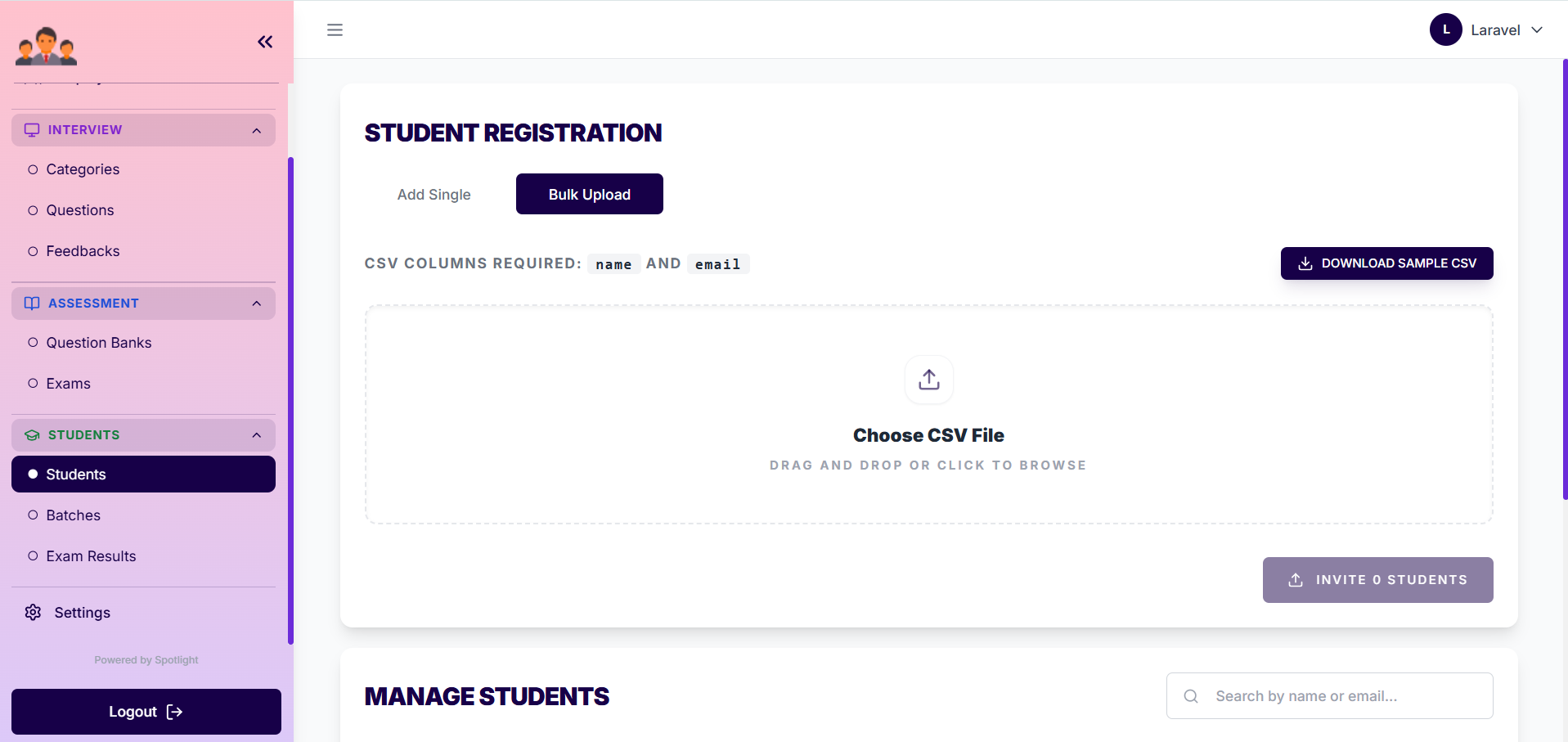 Candidate Upload - Spotlight Workflow Step 1